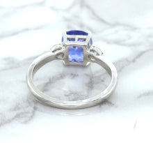 Load image into Gallery viewer, 2.33ct Cushion Blue Sapphire Ring with Diamond Accents in 14K White Gold