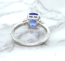 Load image into Gallery viewer, 2.33ct Cushion Blue Sapphire Ring with Diamond Accents in 14K White Gold