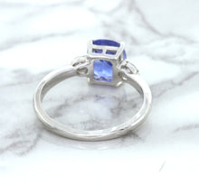 Load image into Gallery viewer, 2.33ct Cushion Blue Sapphire Ring with Diamond Accents in 14K White Gold