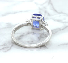 Load image into Gallery viewer, 2.33ct Cushion Blue Sapphire Ring with Diamond Accents in 14K White Gold