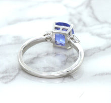 Load image into Gallery viewer, 2.33ct Cushion Blue Sapphire Ring with Diamond Accents in 14K White Gold