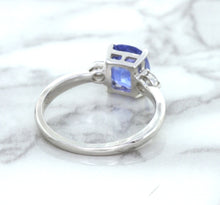 Load image into Gallery viewer, 2.33ct Cushion Blue Sapphire Ring with Diamond Accents in 14K White Gold