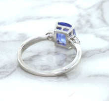 Load image into Gallery viewer, 2.33ct Cushion Blue Sapphire Ring with Diamond Accents in 14K White Gold