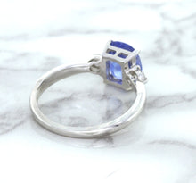 Load image into Gallery viewer, 2.33ct Cushion Blue Sapphire Ring with Diamond Accents in 14K White Gold
