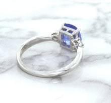 Load image into Gallery viewer, 2.33ct Cushion Blue Sapphire Ring with Diamond Accents in 14K White Gold