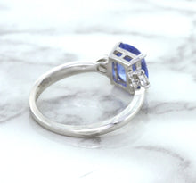Load image into Gallery viewer, 2.33ct Cushion Blue Sapphire Ring with Diamond Accents in 14K White Gold