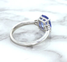 Load image into Gallery viewer, 2.33ct Cushion Blue Sapphire Ring with Diamond Accents in 14K White Gold