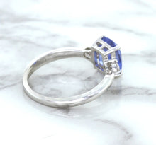 Load image into Gallery viewer, 2.33ct Cushion Blue Sapphire Ring with Diamond Accents in 14K White Gold