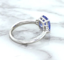 Load image into Gallery viewer, 2.33ct Cushion Blue Sapphire Ring with Diamond Accents in 14K White Gold