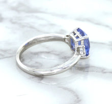 Load image into Gallery viewer, 2.33ct Cushion Blue Sapphire Ring with Diamond Accents in 14K White Gold