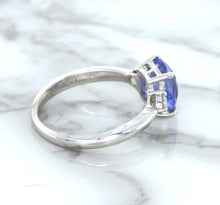 Load image into Gallery viewer, 2.33ct Cushion Blue Sapphire Ring with Diamond Accents in 14K White Gold