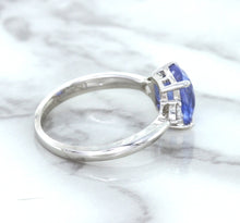Load image into Gallery viewer, 2.33ct Cushion Blue Sapphire Ring with Diamond Accents in 14K White Gold