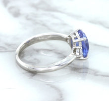 Load image into Gallery viewer, 2.33ct Cushion Blue Sapphire Ring with Diamond Accents in 14K White Gold