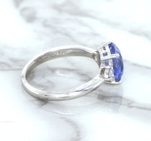 Load image into Gallery viewer, 2.33ct Cushion Blue Sapphire Ring with Diamond Accents in 14K White Gold