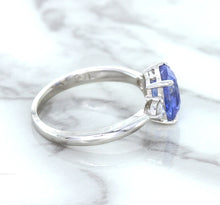 Load image into Gallery viewer, 2.33ct Cushion Blue Sapphire Ring with Diamond Accents in 14K White Gold