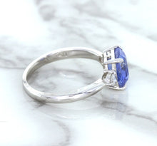 Load image into Gallery viewer, 2.33ct Cushion Blue Sapphire Ring with Diamond Accents in 14K White Gold