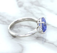 Load image into Gallery viewer, 2.33ct Cushion Blue Sapphire Ring with Diamond Accents in 14K White Gold