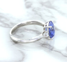 Load image into Gallery viewer, 2.33ct Cushion Blue Sapphire Ring with Diamond Accents in 14K White Gold
