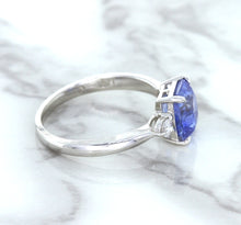 Load image into Gallery viewer, 2.33ct Cushion Blue Sapphire Ring with Diamond Accents in 14K White Gold