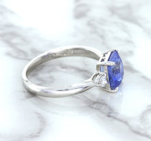Load image into Gallery viewer, 2.33ct Cushion Blue Sapphire Ring with Diamond Accents in 14K White Gold