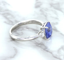 Load image into Gallery viewer, 2.33ct Cushion Blue Sapphire Ring with Diamond Accents in 14K White Gold