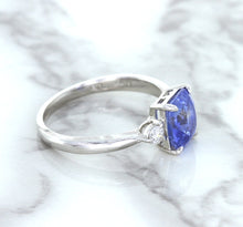 Load image into Gallery viewer, 2.33ct Cushion Blue Sapphire Ring with Diamond Accents in 14K White Gold