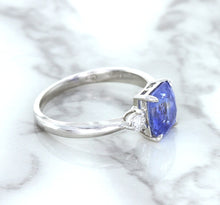 Load image into Gallery viewer, 2.33ct Cushion Blue Sapphire Ring with Diamond Accents in 14K White Gold