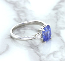 Load image into Gallery viewer, 2.33ct Cushion Blue Sapphire Ring with Diamond Accents in 14K White Gold