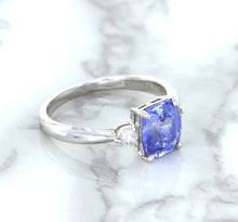 Load image into Gallery viewer, 2.33ct Cushion Blue Sapphire Ring with Diamond Accents in 14K White Gold