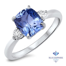 Load image into Gallery viewer, 2.33ct Cushion Blue Sapphire Ring with Diamond Accents in 14K White Gold