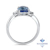 2.33ct Cushion Blue Sapphire Ring with Diamond Accents in 14K White Gold