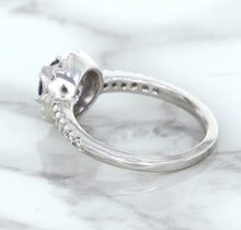 Load image into Gallery viewer, 0.91ct Round Blue Sapphire Ring with Diamond Halo in 14K White Gold