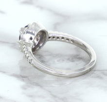 Load image into Gallery viewer, 0.91ct Round Blue Sapphire Ring with Diamond Halo in 14K White Gold