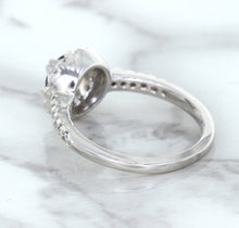 Load image into Gallery viewer, 0.91ct Round Blue Sapphire Ring with Diamond Halo in 14K White Gold