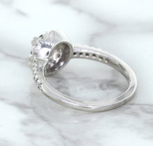 Load image into Gallery viewer, 0.91ct Round Blue Sapphire Ring with Diamond Halo in 14K White Gold