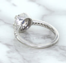 Load image into Gallery viewer, 0.91ct Round Blue Sapphire Ring with Diamond Halo in 14K White Gold