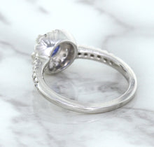 Load image into Gallery viewer, 0.91ct Round Blue Sapphire Ring with Diamond Halo in 14K White Gold