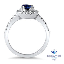 Load image into Gallery viewer, 0.91ct Round Blue Sapphire Ring with Diamond Halo in 14K White Gold