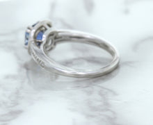 Load image into Gallery viewer, 1.36ct Cushion Blue Sapphire Ring with Diamond Halo in 14K White Gold