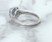 Load image into Gallery viewer, 1.36ct Cushion Blue Sapphire Ring with Diamond Halo in 14K White Gold