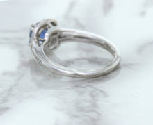 Load image into Gallery viewer, 1.36ct Cushion Blue Sapphire Ring with Diamond Halo in 14K White Gold