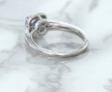 Load image into Gallery viewer, 1.36ct Cushion Blue Sapphire Ring with Diamond Halo in 14K White Gold