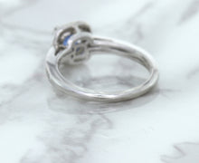 Load image into Gallery viewer, 1.36ct Cushion Blue Sapphire Ring with Diamond Halo in 14K White Gold