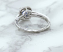 Load image into Gallery viewer, 1.36ct Cushion Blue Sapphire Ring with Diamond Halo in 14K White Gold