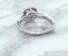 Load image into Gallery viewer, 1.36ct Cushion Blue Sapphire Ring with Diamond Halo in 14K White Gold