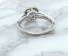 Load image into Gallery viewer, 1.36ct Cushion Blue Sapphire Ring with Diamond Halo in 14K White Gold
