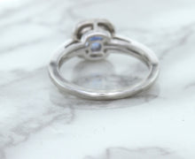 Load image into Gallery viewer, 1.36ct Cushion Blue Sapphire Ring with Diamond Halo in 14K White Gold