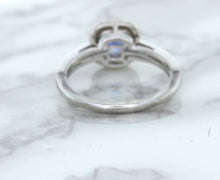 Load image into Gallery viewer, 1.36ct Cushion Blue Sapphire Ring with Diamond Halo in 14K White Gold