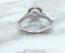 Load image into Gallery viewer, 1.36ct Cushion Blue Sapphire Ring with Diamond Halo in 14K White Gold