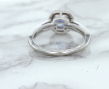 Load image into Gallery viewer, 1.36ct Cushion Blue Sapphire Ring with Diamond Halo in 14K White Gold